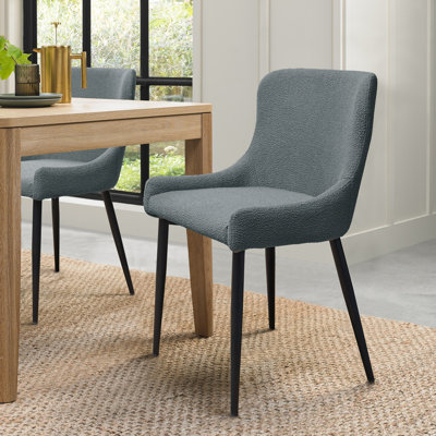 RUBENS UPHOLSTERED CHAIR - BOUCLE FABRIC - BLACK SAND POWDER COATED LEGS (PAIR)