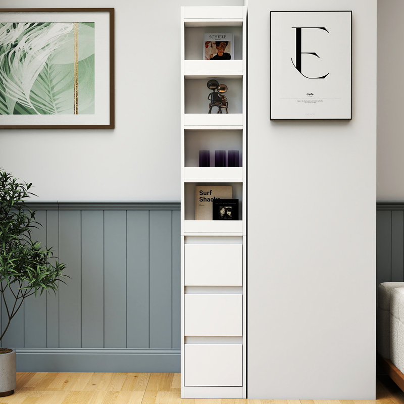 70.87"H Display Cabinet With 3 Side Drawers And 4 Small Display Shelves