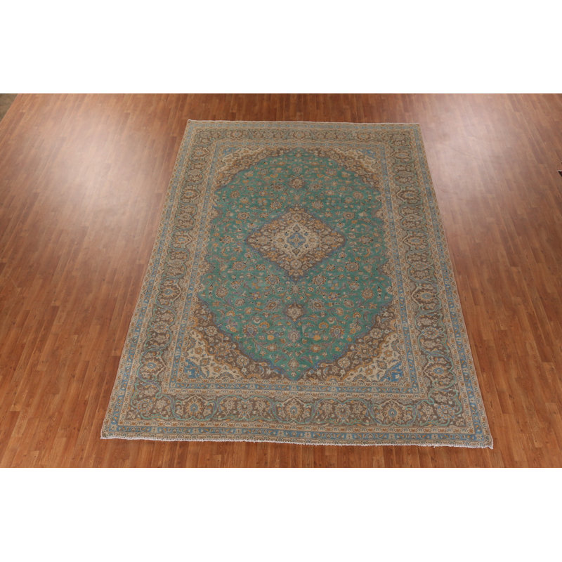 Tapis traditionnel en laine à motif floral 9 x 13