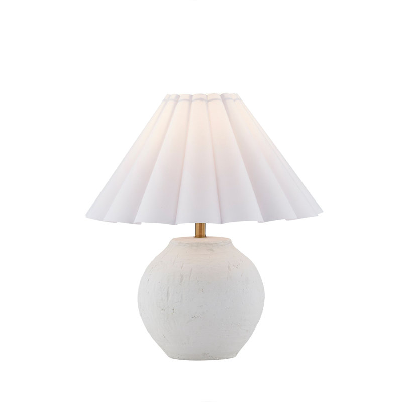 Lampe de table 19,5 "avec abat-jour en lin Ifeyinwa Madison, blanc