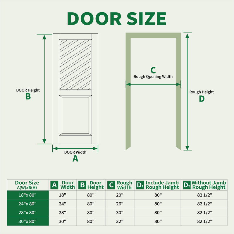 Porte 30 po x 80 po à panneau de verre semi-givré H 30 po, 30 po x 80 po