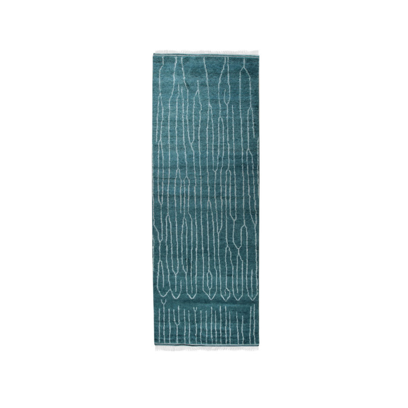 Beautiful Celia Green Hand Knotted Wool Transitional Contemporary Area Rug, Rectangle 4' x 8'