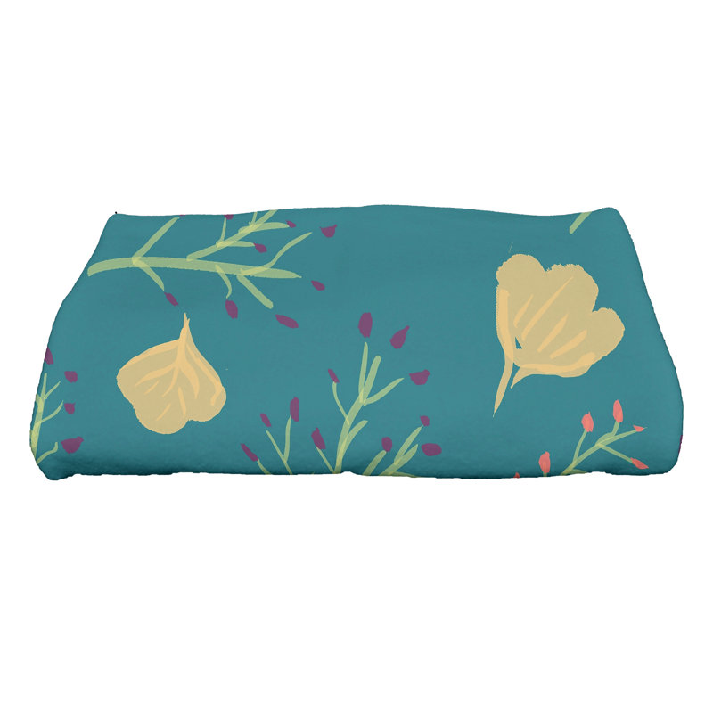 Serviette de bain en microfibre à imprimé floral Slezak Spring, Bleu sarcelle