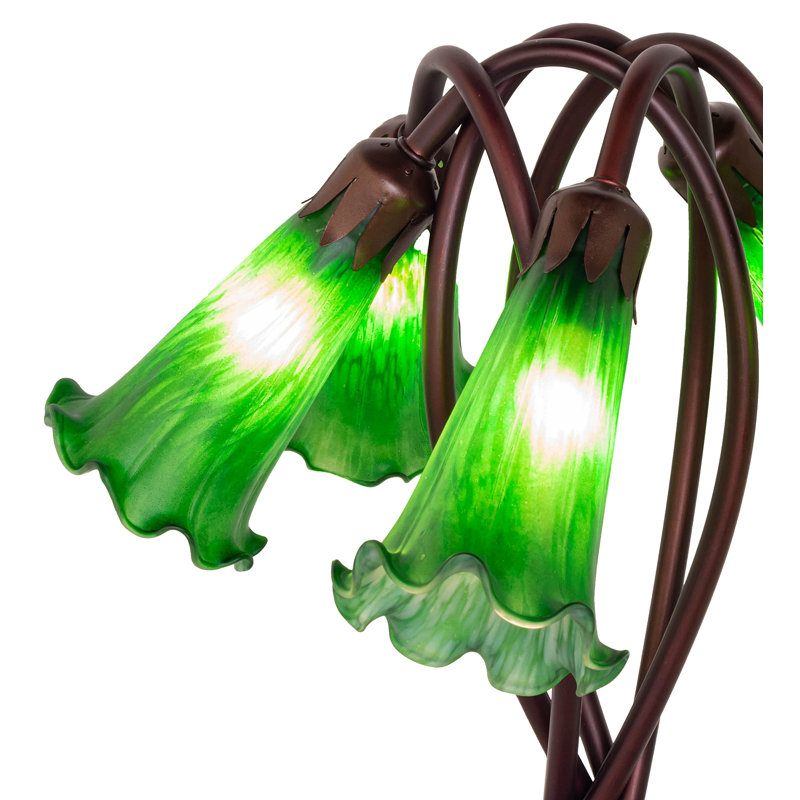 17" High Green Tiffany Pond Lily 5 LT Accent Lamp, Green, Rocker