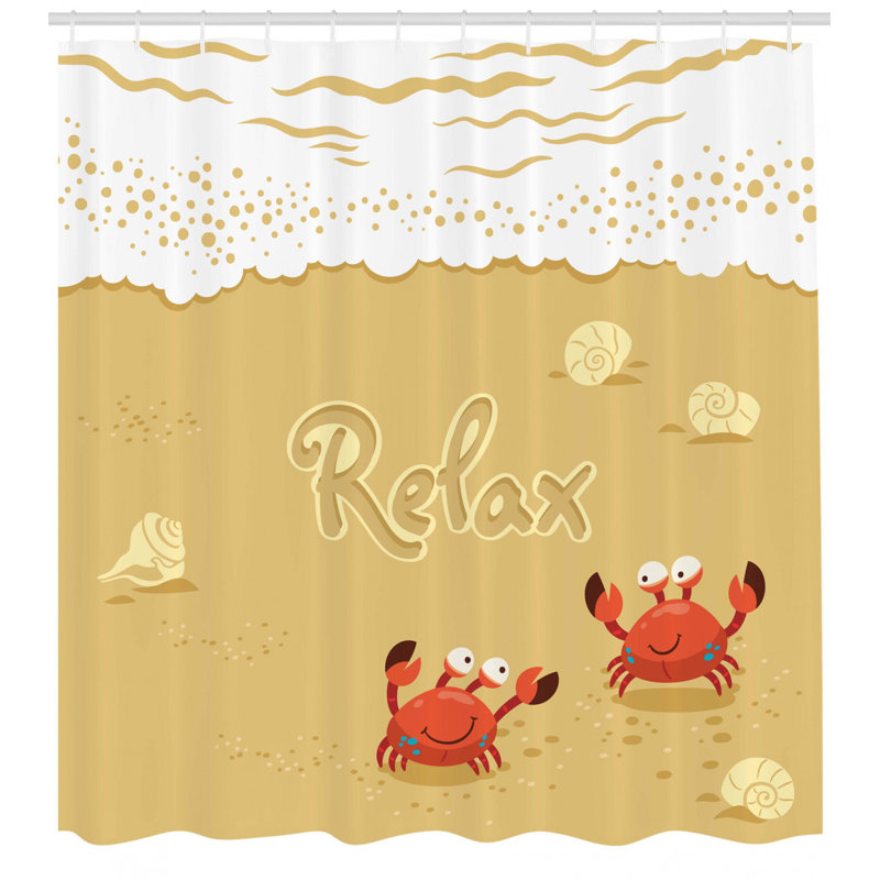 Rideau de douche simple à imprimé à motif de fêtes amusantes avec jolies crabes Lucile, H 70 po x l 69 po
