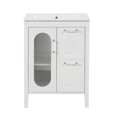 Starlin 24.01'' Single Bathroom Vanity with Solid + Manufactured Wood Top