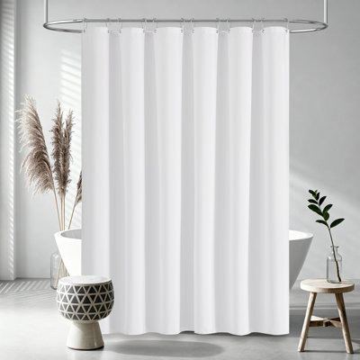 Rideau de douche en tissu texturé en lin, ensemble de rideau de douche imperméable en tissu robuste avec crochets en plastique, rideaux de douche décoratifs modernes et élégants en polyester pour la salle de bain
