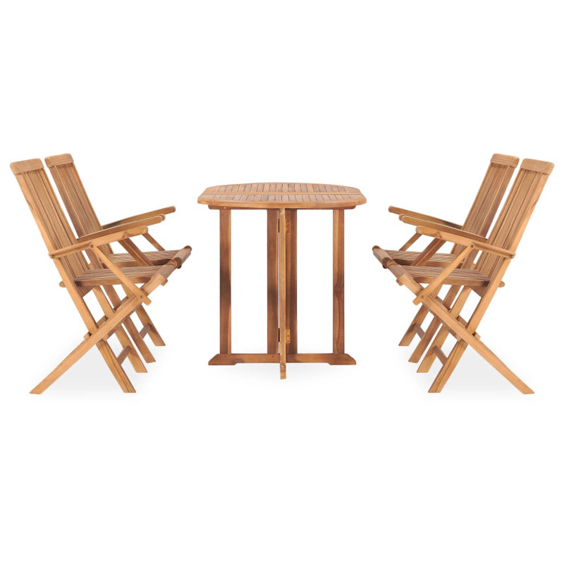 Pifer 4 - Person Teak Patio Dining Set with Oval Table