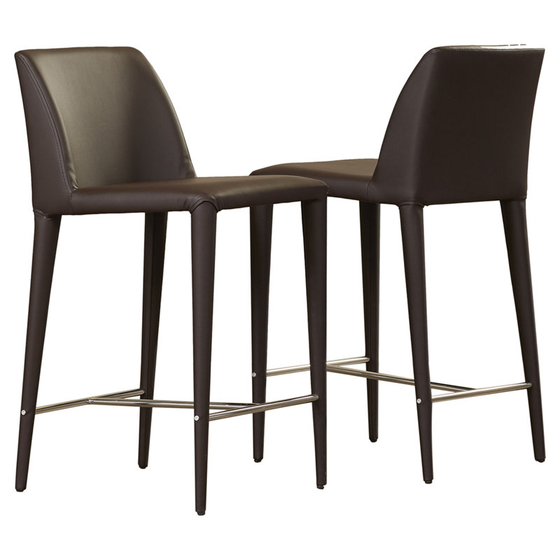 Tabouret de bar et de comptoir Boilleau, Marron, Tabouret de comptoir (siège d’une hauteur de 26