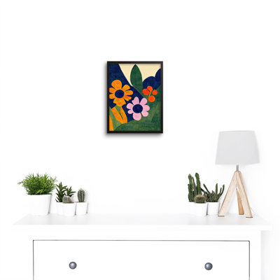 Abstract Bright Matisse Style Flowers 1 Piece Single Picture Frame Wall Art