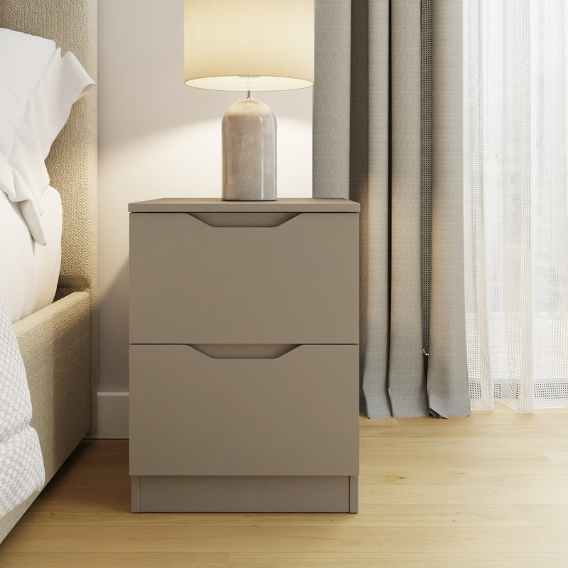 Groove Handled 2 Drawer Bedside, Sandstone