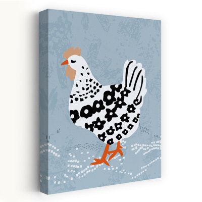 Impression d'art mural fantaisiste, poule, moderne, paisible, ludique, nature, hiver