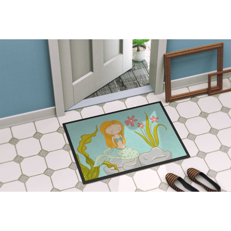 Tapis de porte d’extérieur anti-dérapant pour scène sirène subaquatique, Rectangle 1 pi 6 po x 2 pi 3 po