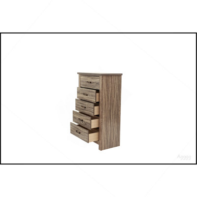 Natural Finish Striking Wooden 1pc Chest Of Drawers Storage Bedroom Furniture Rustic Gray Oak / Brown Finish