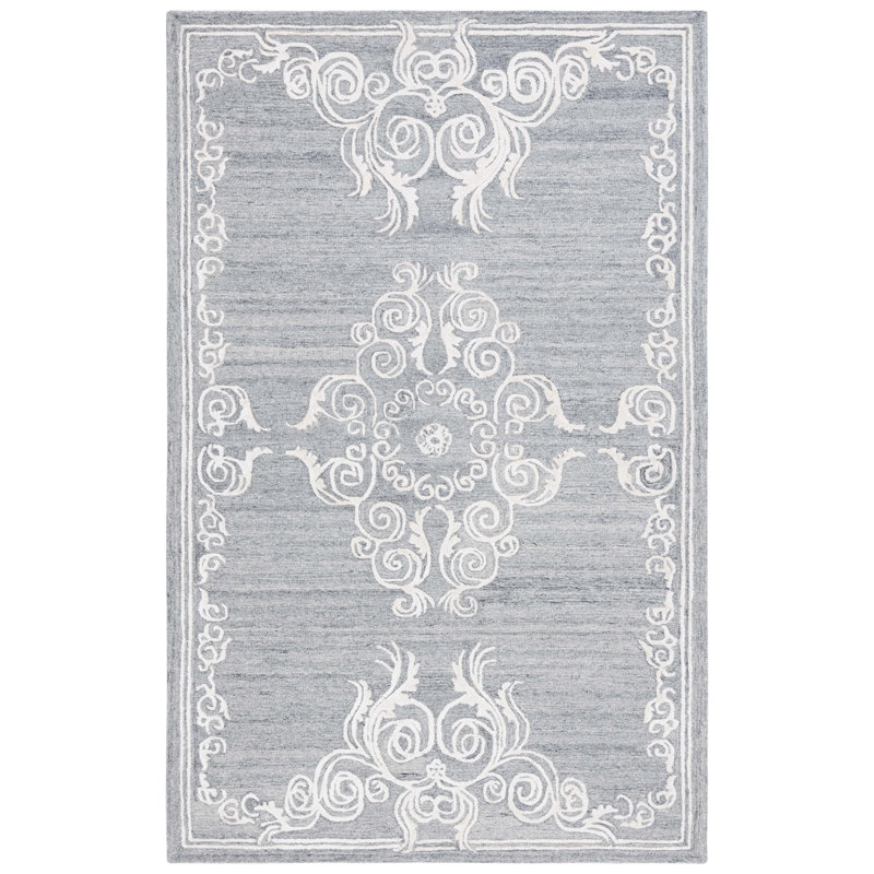 Southaven Hand Tufted Wool Viscose Cotton with Latex Oriental Rug in Gray/Ivory, Rectangle 8' x 10'