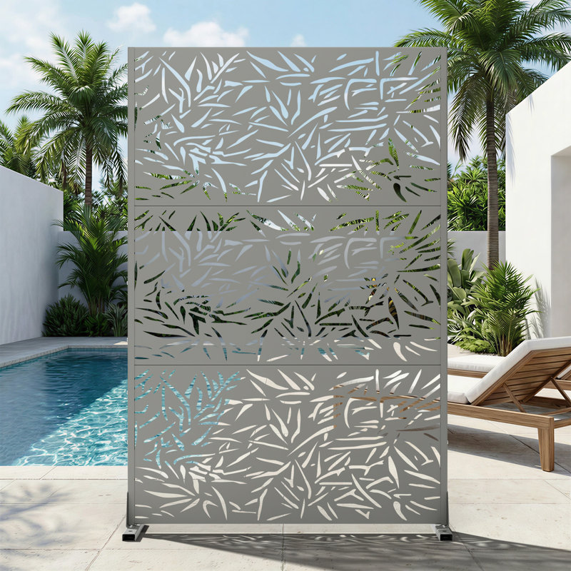Panneau de clôture de jardin d'extérieur en métal H 72 po x l 94 po x P 16 po, 72" H x 94" W x 16" D, Gris