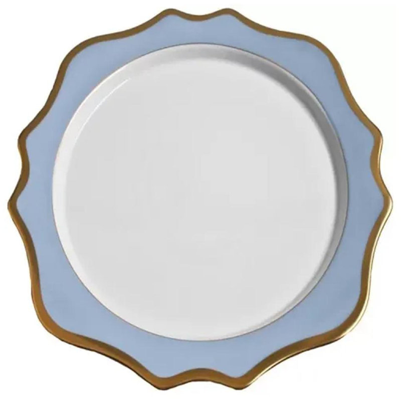 Annas Palette Porcelain China Scalloped Charger, Sky Blue