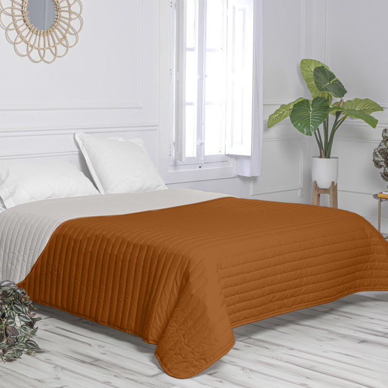 Seline Cotton Solid Colour Bedspread, 180 x 260 cm Bedspread, Terracotta