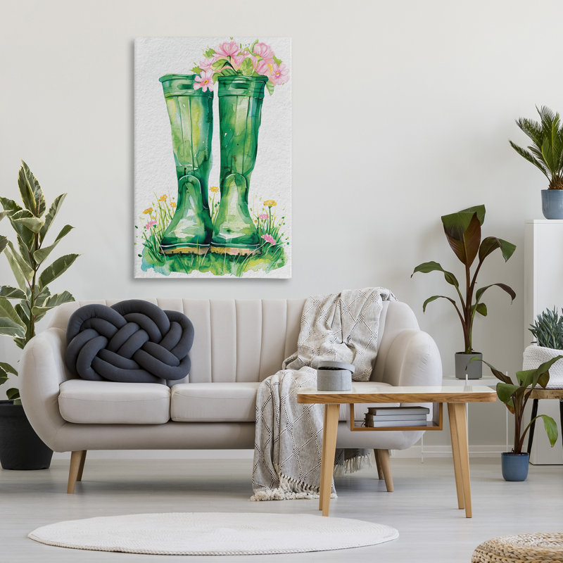 «Stupell Industries Spring Blooms Green Rainboots», art mural sur toile par Daisy A., H 45 po x l 30 po