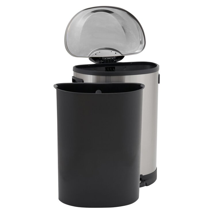 13 Gallon Step Trash Can/Waste Container, Pack of 3, Black or Silver