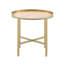 Table de bout ronde avec plateau, chêne et or