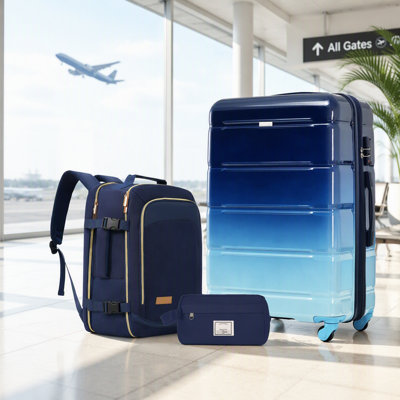 3-Piece Luggage Set - 28in Checked Suitcase with TSA Lock Travel Duffel Bag Wet-Dry Toiletry Bag, Suitable For Travel Vacations / Business Trips / Campus Life