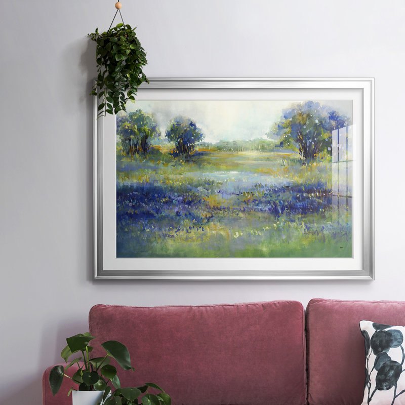 Vue de fleurs sauvages encadrées avec cadre biseauté et verre, Argent, H 15 po x l 21 po x P 1,5 po