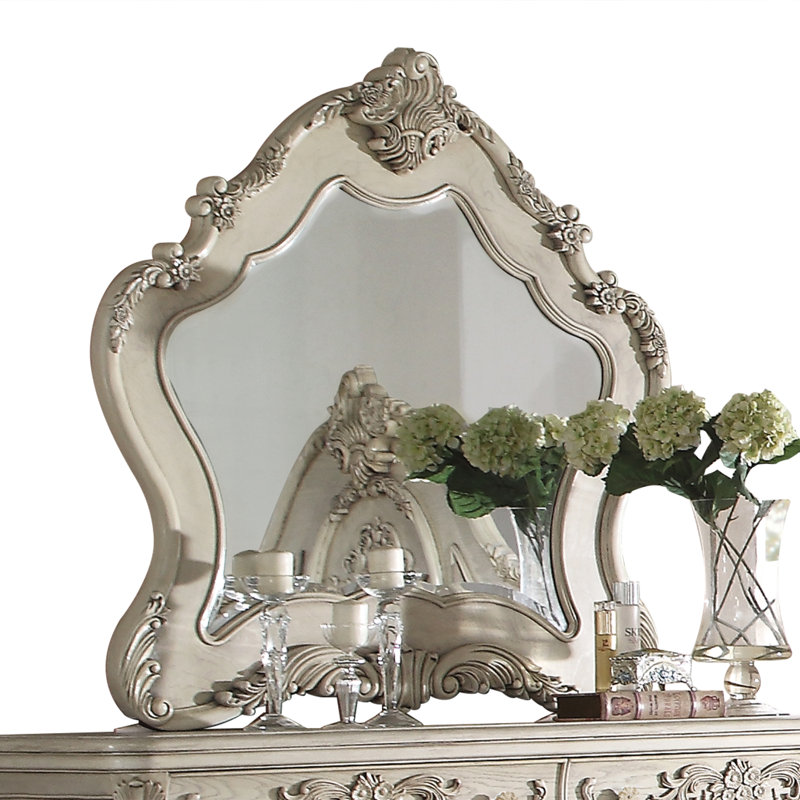 Cha Traditional Beveled Dresser Mirror, Antique White