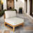 Guzal Acacia Wood Rope Weaving Patio Outdoor Armless Sofa With Cream Cushions