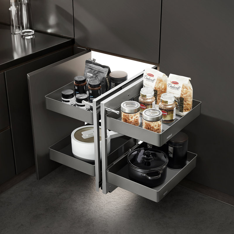 HIGOLD Shearer Full-Open Pull Out Magic Corner Organizer For 18" Opened Blind Cabinet Storage