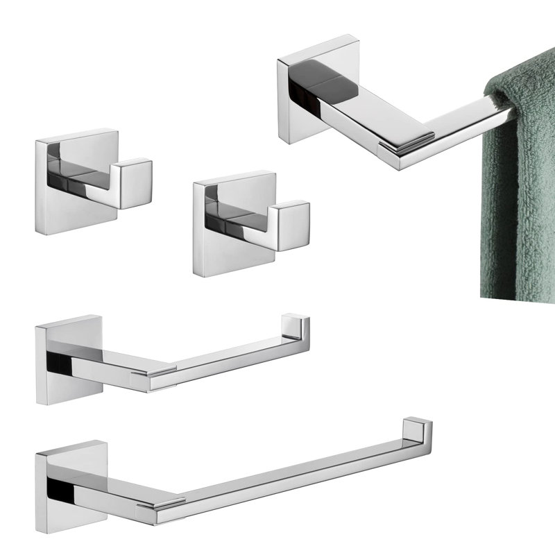 Ensemble de quincaillerie de salle de bain 5 pièces, Argent