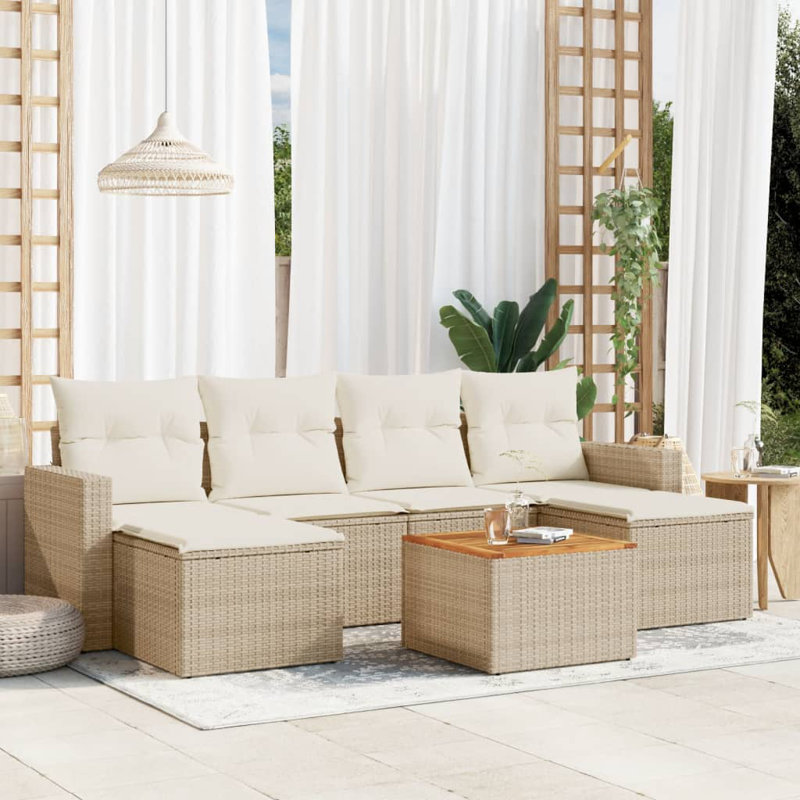 Ensemble de 7 canapés de jardin Vidaxl - beige et crème