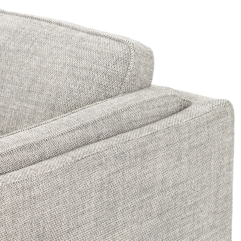 Emery Genuine Leather 84" Square Arm Sofa, Gray Polyester Blend