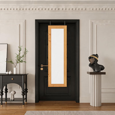 Armoire à bijoux murale avec miroir pleine longueur, armoire de rangement verrouillable en bois massif avec lumière DEL, armoire de rangement avec miroir 47,5 po