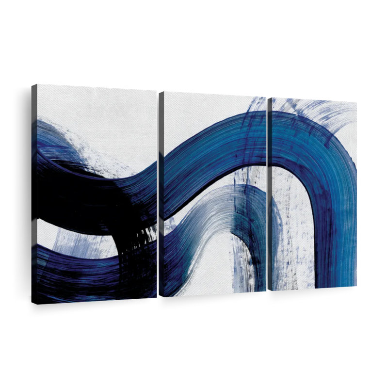 «Blue Abstract Curves», reproduction sur toile, H 48 po x l 74 po x P 1,25 po