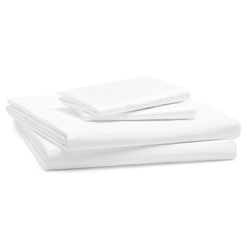 Hendersonville Cotton Blend Percale Flat Sheet, White, Single (3')