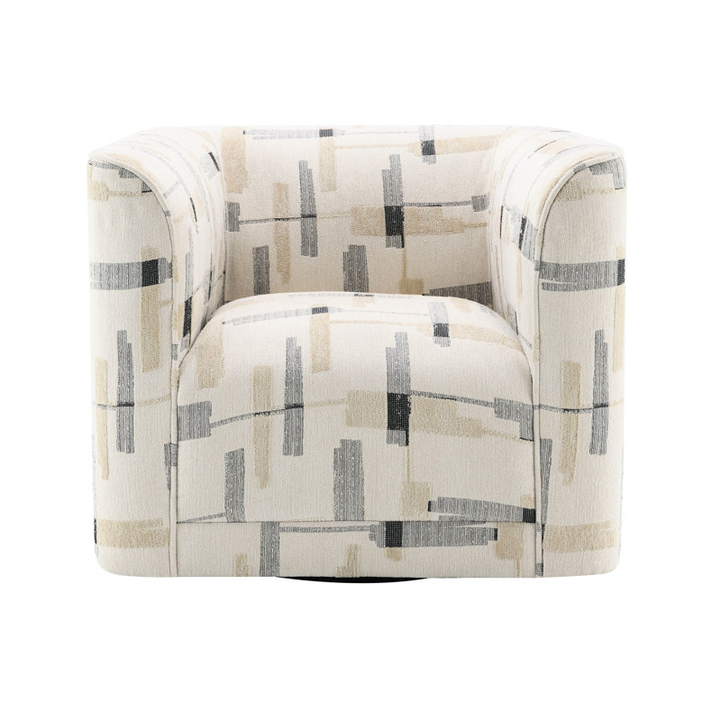 Chaise pivotante beige avec accoudoirs - hauteur de 28 po et sans espace de rangement avec motif de 62 lb