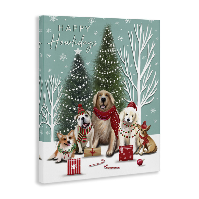 «Festive Winter Dogs Scene», conception par Elizabeth Tyndall, H 20 po x l 16 po