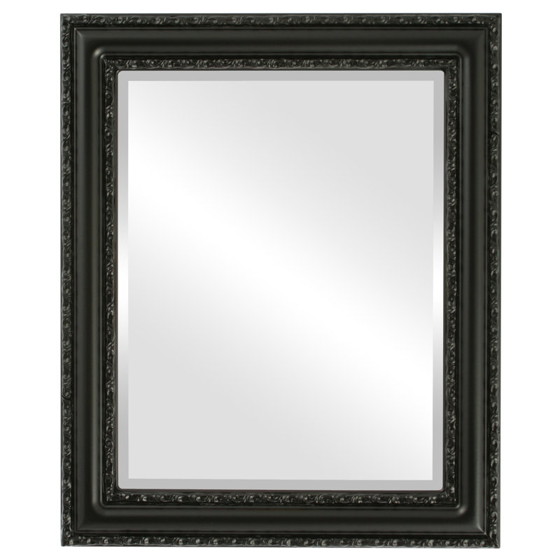 Workington Wood Flat Wall Mirror, 19" H x 15" W, Matte Black
