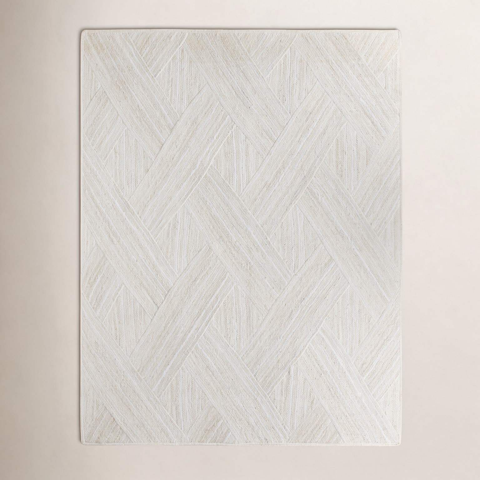Lizbeth Cream Hand-Woven Geometric Jute Rug, Rectangle 7'10" x 9'10"