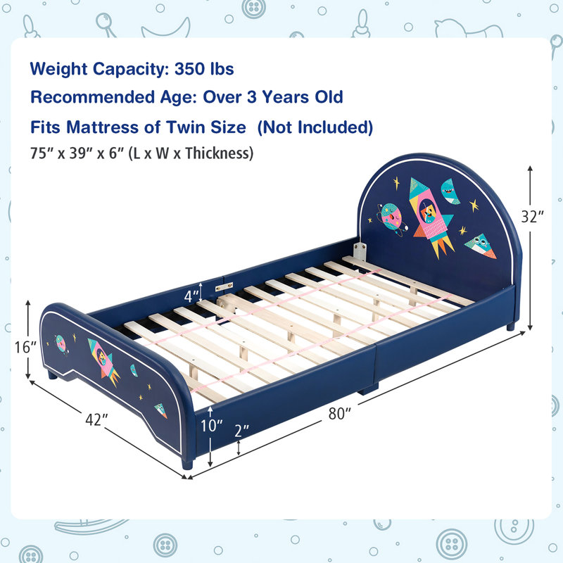 Lit plateforme tapissier Kids