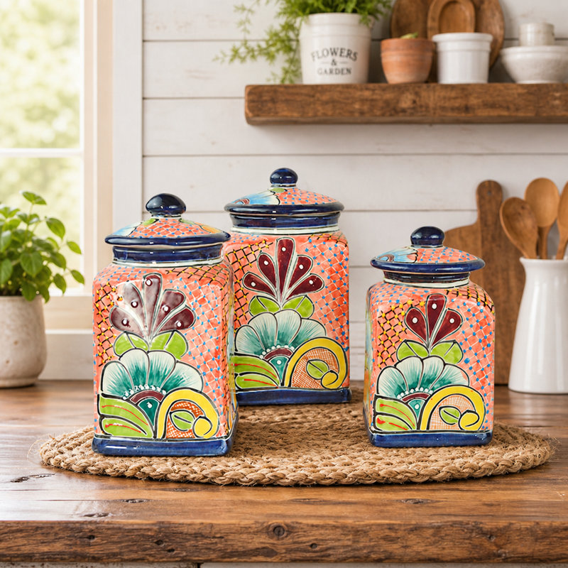 Santa Fe Bloom Talavera Cansiter Set