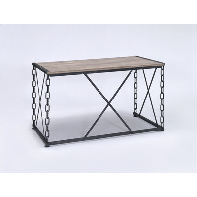 Bureau Jode en chêne rustique et finition noire antique (sans la chaise de bureau)