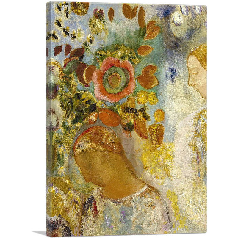 Deux jeunes filles parmi les fleurs 1912 par Odilon Redon, reproduction d'art sur toile tendue, H 18 po x l 12 po x 1,5 po