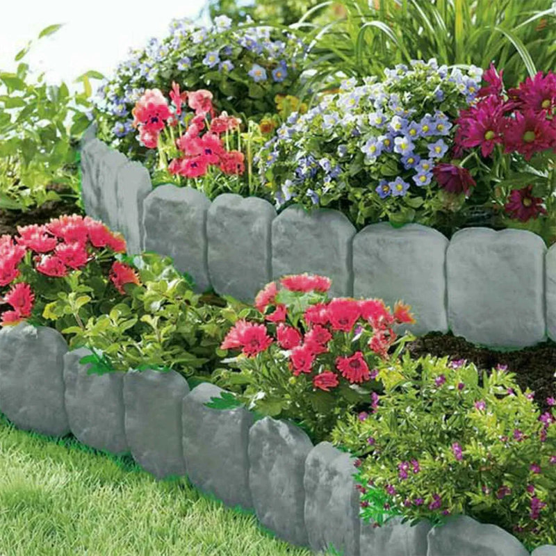 20 Pcs Cobbled Stone Effect Plastic Garden Lawn Border Edging