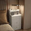 Meuble-lavabo 3 en 1 avec miroir lumineux - blanc, matériau, 2 tiroirs de rangement, tabouret rembourré, coiffeuse compacte pour salle de bain