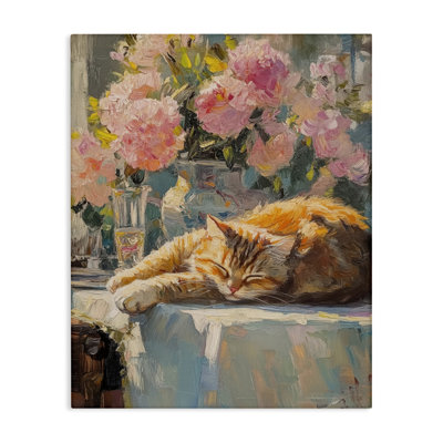 Orange Cat Resting Canvas, design by Nini Art