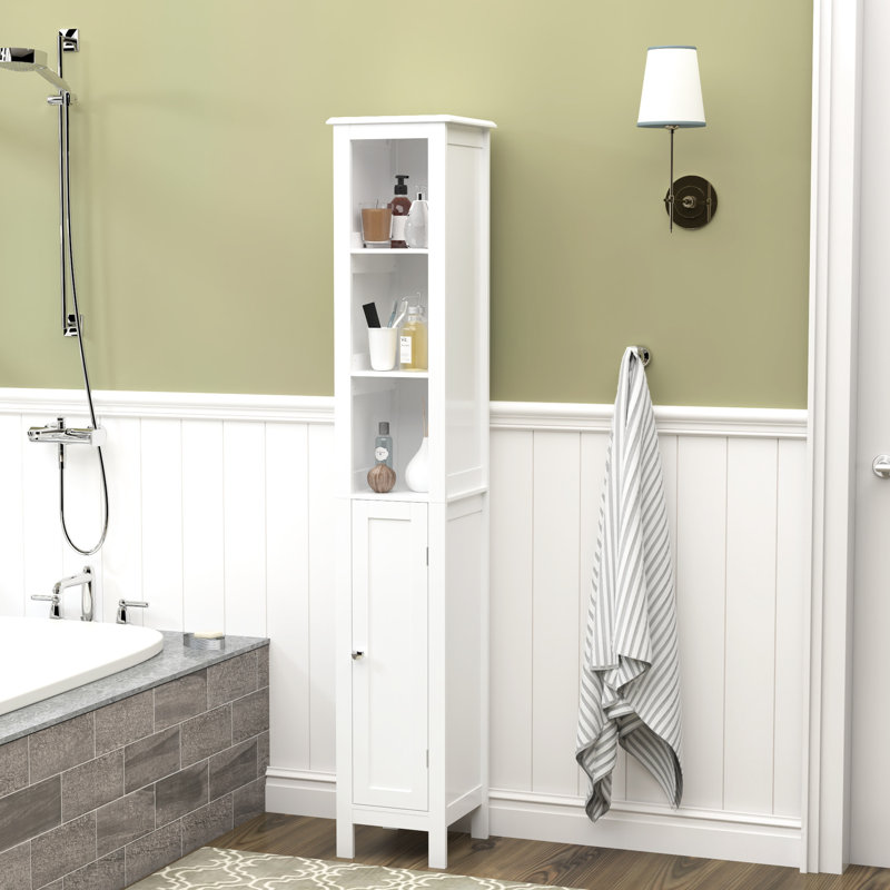 66.92" Freestanding Bathroom Cabinet With Adjustable Shelves - 1 Door Slim For Home, Bathroom, Kitchen, Mansion White Tall Music Room