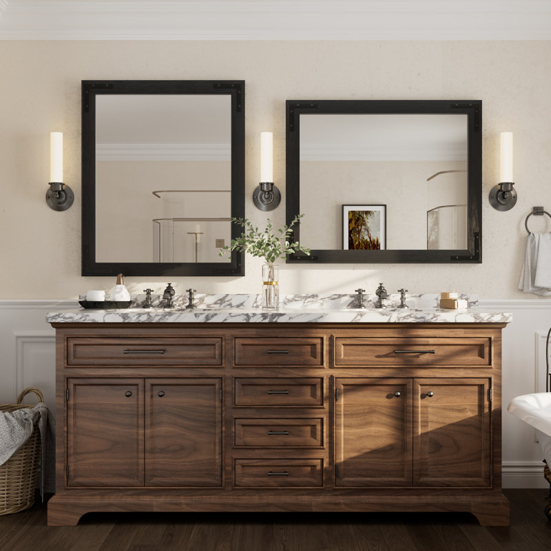 Miroir mural Amara Rustic Farmhouse, Noir, 36 po x 30 po