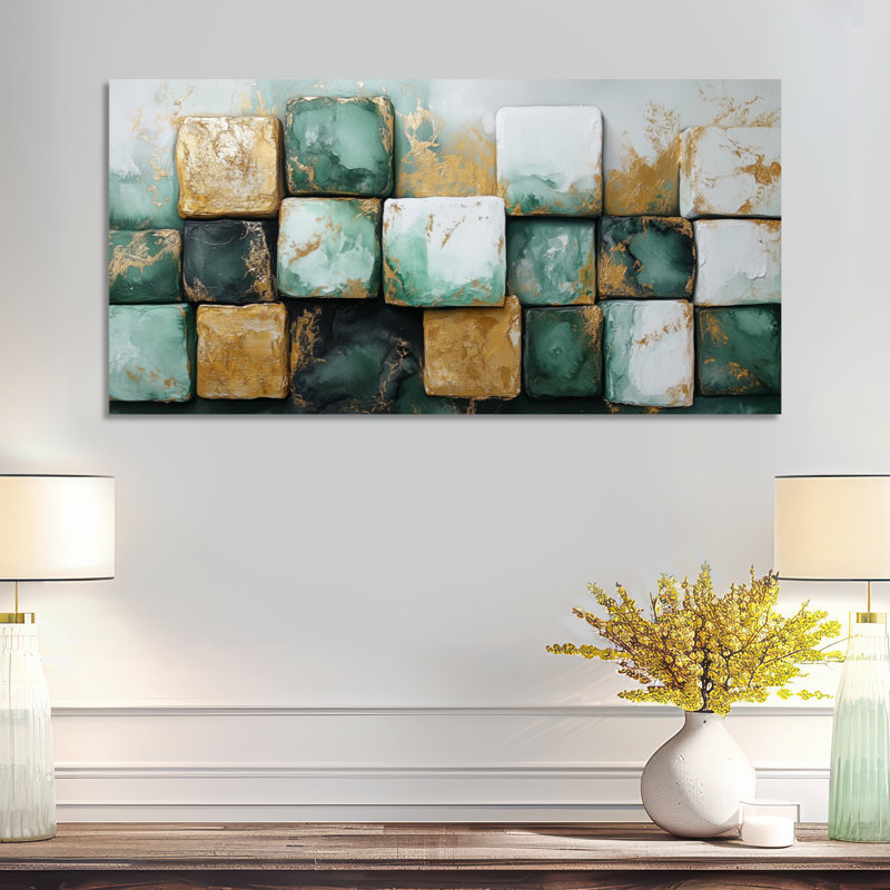 «Green Gold», impression sur toile moderne, H 12 po x l 20 po, Toile tendue